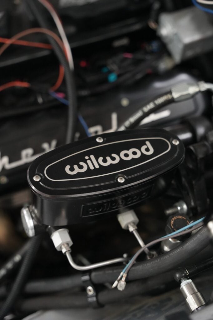 Wilwood master cylinder mounted in a Chevrolet engine bay